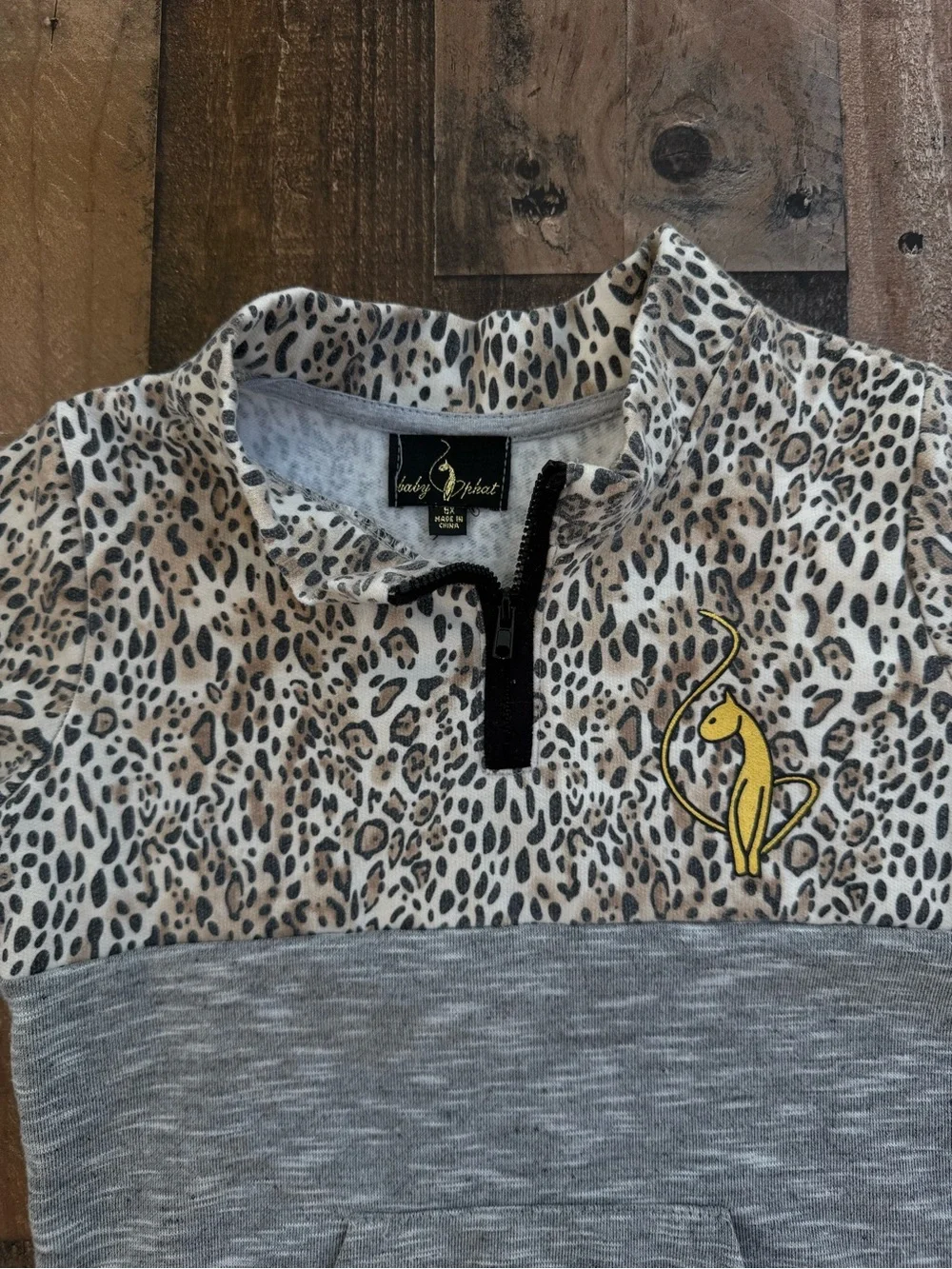 Baby Phat Leopard Print Quarter Zip Pullover Kids Size 5X